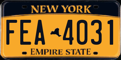 NY license plate FEA4031
