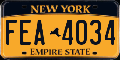 NY license plate FEA4034