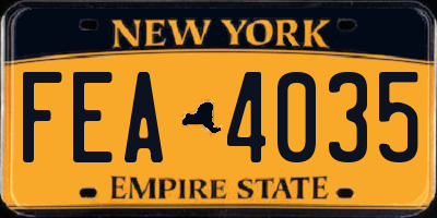 NY license plate FEA4035