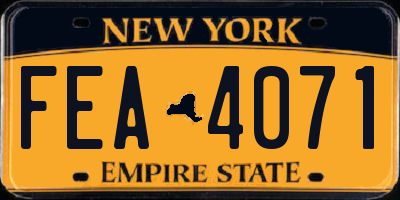 NY license plate FEA4071