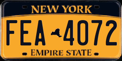 NY license plate FEA4072