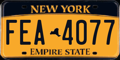 NY license plate FEA4077