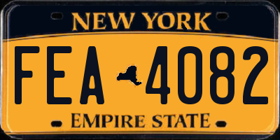 NY license plate FEA4082