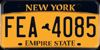 NY license plate FEA4085