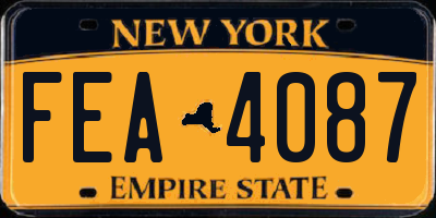 NY license plate FEA4087