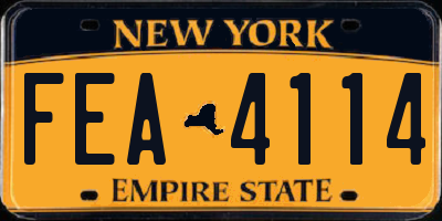 NY license plate FEA4114