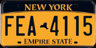 NY license plate FEA4115