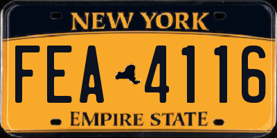 NY license plate FEA4116