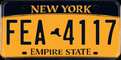 NY license plate FEA4117