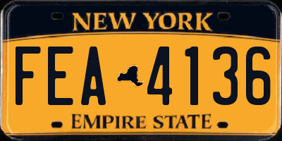 NY license plate FEA4136
