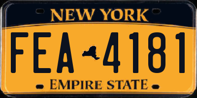 NY license plate FEA4181