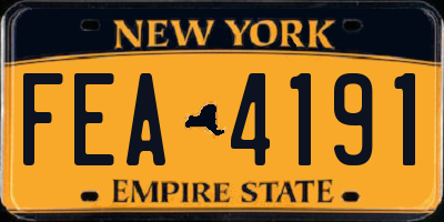 NY license plate FEA4191