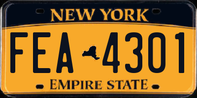 NY license plate FEA4301