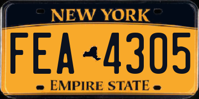 NY license plate FEA4305