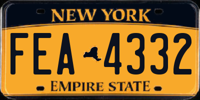 NY license plate FEA4332