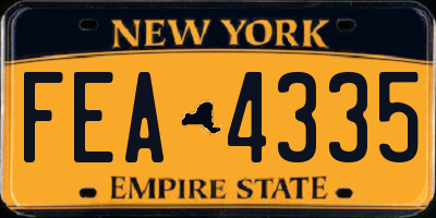 NY license plate FEA4335