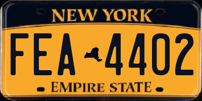 NY license plate FEA4402
