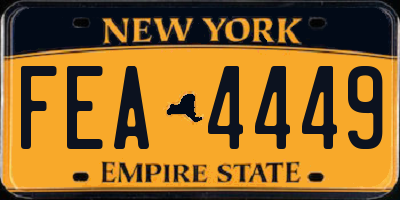 NY license plate FEA4449