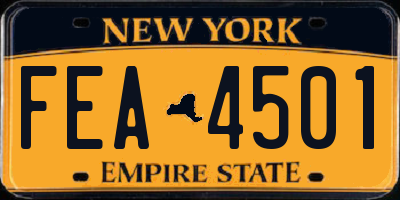 NY license plate FEA4501