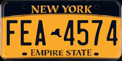 NY license plate FEA4574