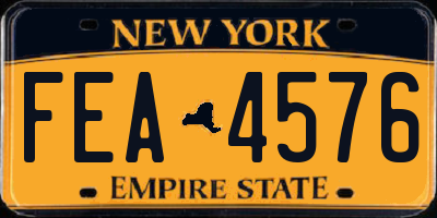 NY license plate FEA4576