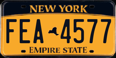 NY license plate FEA4577