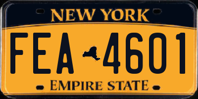 NY license plate FEA4601