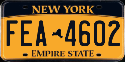 NY license plate FEA4602