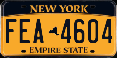 NY license plate FEA4604
