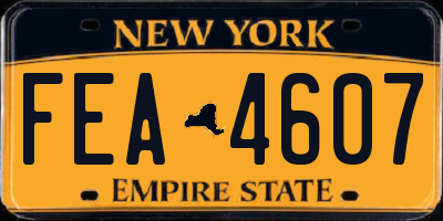 NY license plate FEA4607