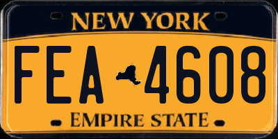 NY license plate FEA4608
