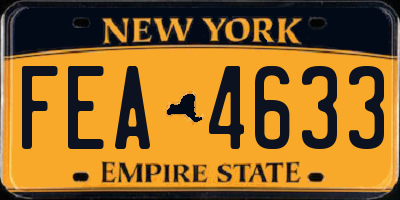 NY license plate FEA4633