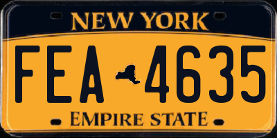 NY license plate FEA4635