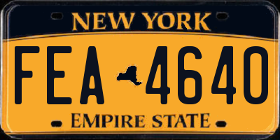 NY license plate FEA4640