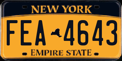 NY license plate FEA4643