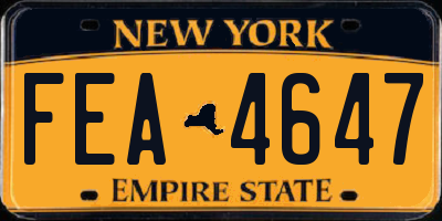 NY license plate FEA4647