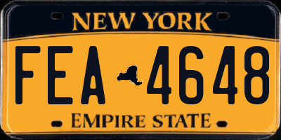 NY license plate FEA4648
