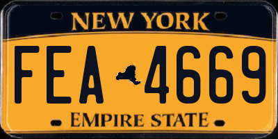NY license plate FEA4669