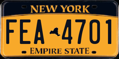 NY license plate FEA4701