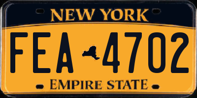 NY license plate FEA4702