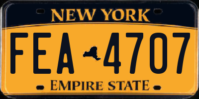 NY license plate FEA4707