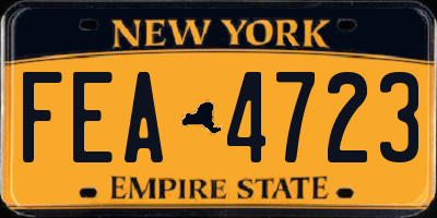 NY license plate FEA4723