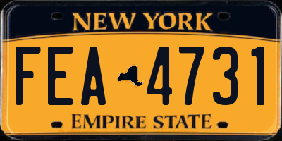 NY license plate FEA4731
