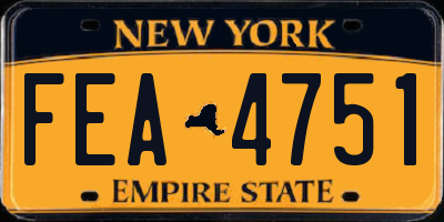 NY license plate FEA4751