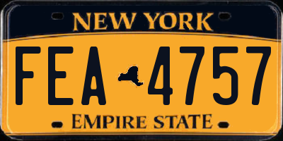 NY license plate FEA4757
