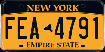 NY license plate FEA4791