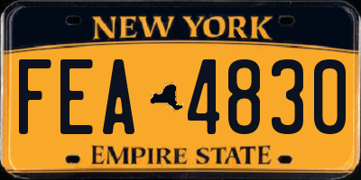 NY license plate FEA4830