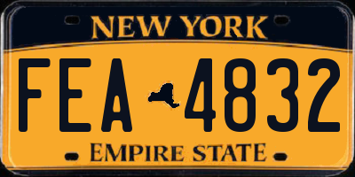 NY license plate FEA4832