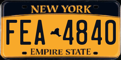 NY license plate FEA4840