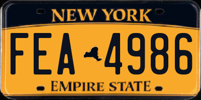 NY license plate FEA4986